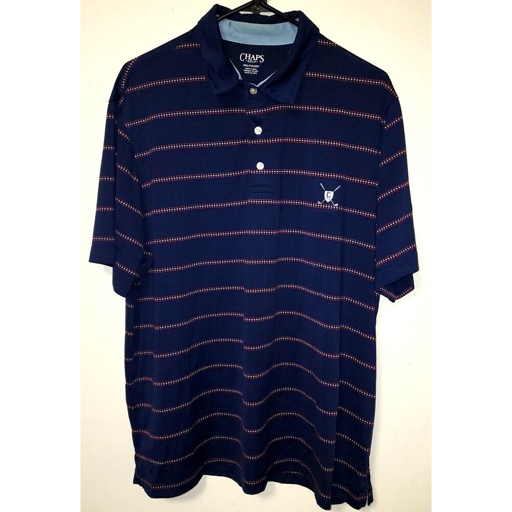 Chaps Golf Striped Blue Short Sleeve Men’s Polo Shirt Size XXL